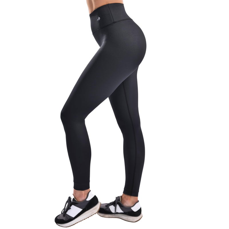 CompressionZ Women's Compression Leggings High Waisted Performance Shaping Gym, Pilates, Travel, Yoga, Workout Pants Black X-Small - Image 1